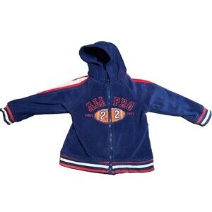 All Pro Jacket Toddler Size 3T Blue Full Zip Foot Ball Hooded Long Sleeve